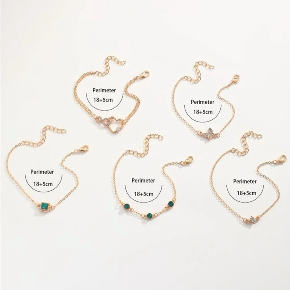 ⚠️Clearance 5pcs Trendy Yellow Gold And Green Bracelet Set - Picture 3 of 4